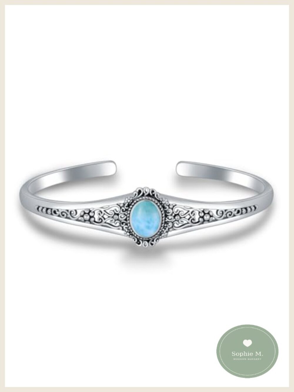 Larimar Cuff Bangle Bracelet 925 Sterling Silver Adjustable Gift for Women